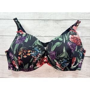 Cacique Women’s Boost Plunge Bra Floral Print Underwire Size 44D